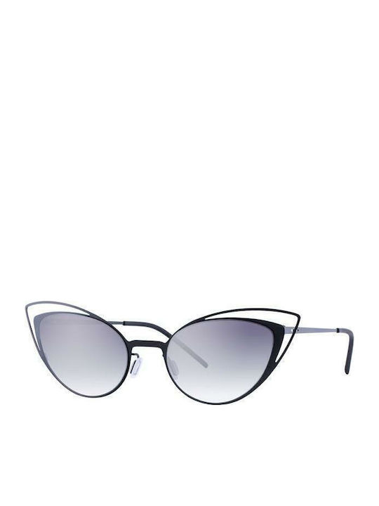 Italia Independent I-Thin Metal Women's Sunglasses with Black Metal Frame and Light Blue Lens 0218.009.071