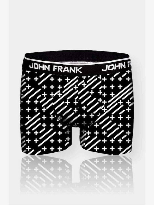 John Frank Men's Boxers Black with Patterns 2Pack