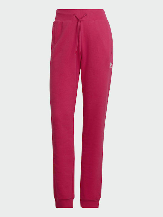 Essentials Adicolor Slim Ψηλόμεσο Παντελόνι Φόρμας με Λάστιχο Real Magenta