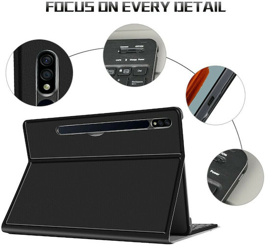 Dux Ducis Touchpad Flip Cover με Πληκτρολόγιο στα Αγγλικά US Μαύρη (Galaxy Tab S7)