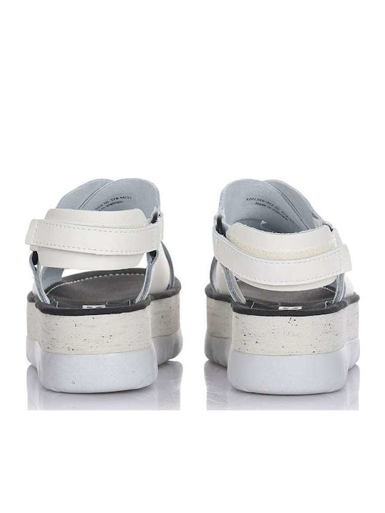 Oruga Up Leather Women's Flat Sandals Anatomic Sporty in White Color