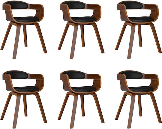 Dining Room Artificial Leather Armchair Black 49x51x70cm 6pcs