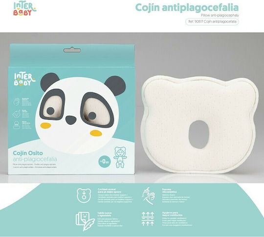 Interbaby Βρεφικό Μαξιλάρι Πλαγιοκεφαλίας Bear Λευκό