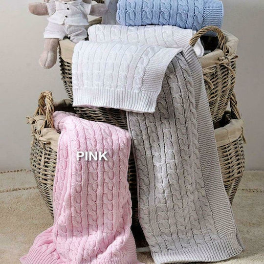 Down Town Home Blanket Cot Reve Knitted Pink 90x150cm