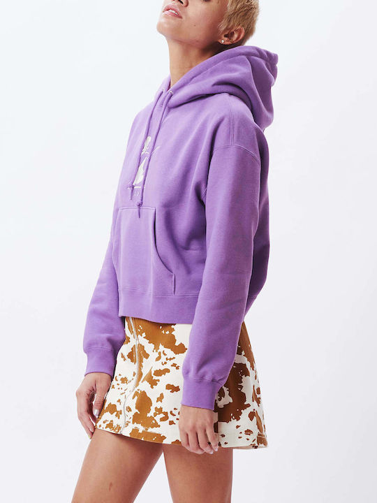 Angebot Gekürztes Sweatshirt für Damen mit Kapuze Lila
