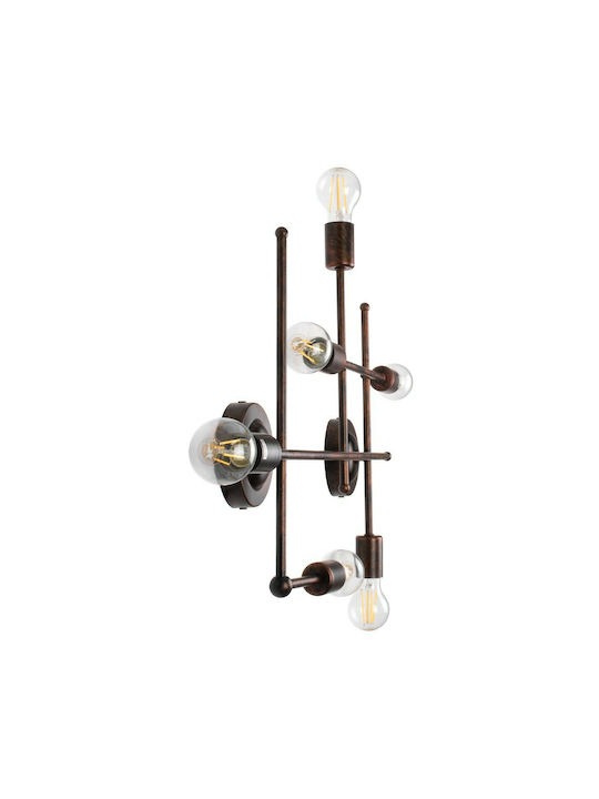 GloboStar Piping Vintage Lamp Wall with Socket E27 Copper 66x9.5x49cm
