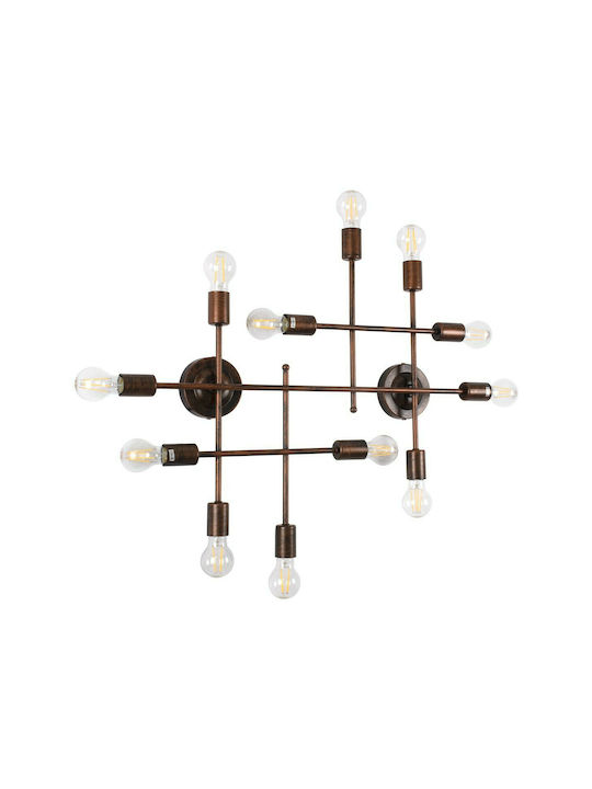 GloboStar Piping Industrial Lampă De Perete Cu Bază De Bec E27 Cupru 78.5x64x64cm