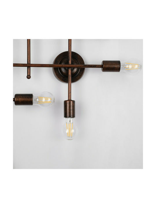 GloboStar Piping Industrial Lampă De Perete Cu Bază De Bec E27 Cupru 78.5x64x64cm