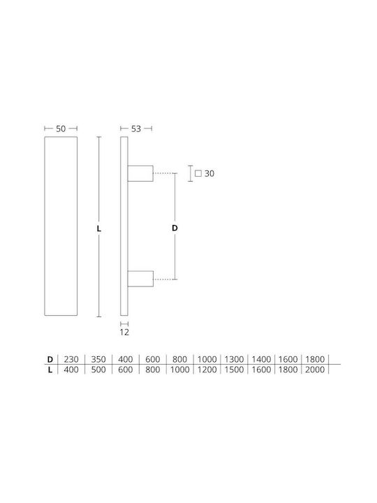 Front door handle Convex 669 Nickel Matt - stainless steel Overall length 1200mm Single