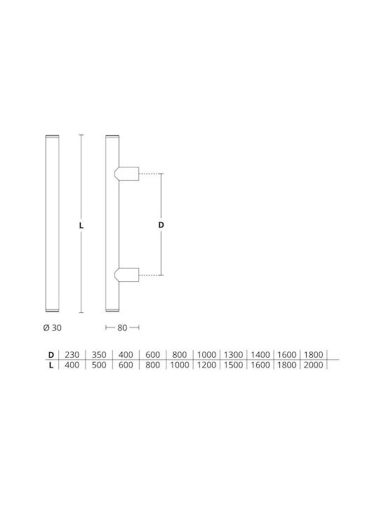 Mâner pentru ușa din față Convex 475 Nickel Matt - oțel inoxidabil Lungime totală 500mm Single