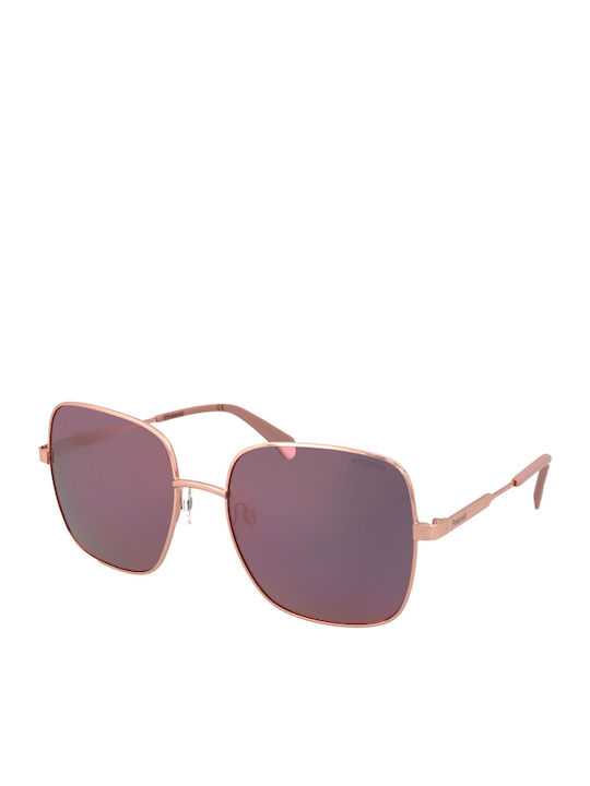 Polaroid Women's Sunglasses with Gold Metal Frame and Pink Polarized Mirror Lens PLD6060/S EYR/0J