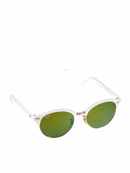 Ray Ban Clubround Unisex Γυαλιά Ηλίου με Μπεζ Σκελετό και Πράσινο Καθρέφτη Φακό RB4246 988/2X