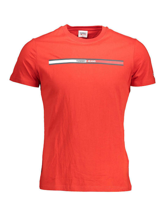 Tommy Hilfiger Short Men's T-Shirt with Logo Red