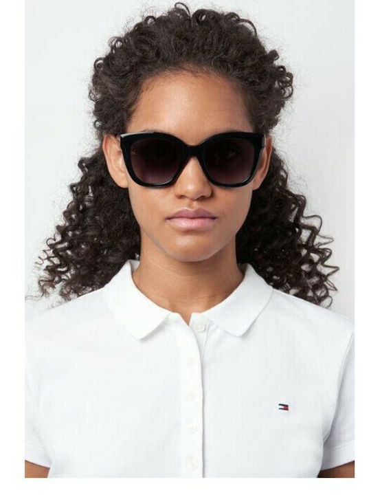 Tommy Hilfiger Women's Sunglasses with Red Horn-Rimmed Frame and Brown Gradient Lenses