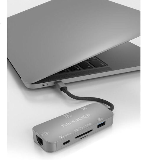 TerraTec Connect C8 USB-C Docking Station mit HDMI 4K PD Ethernet Silber