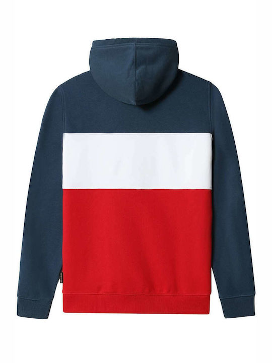 Napapijri Men's Sweatshirt with Hood & Pockets Navy Blue / Red / White