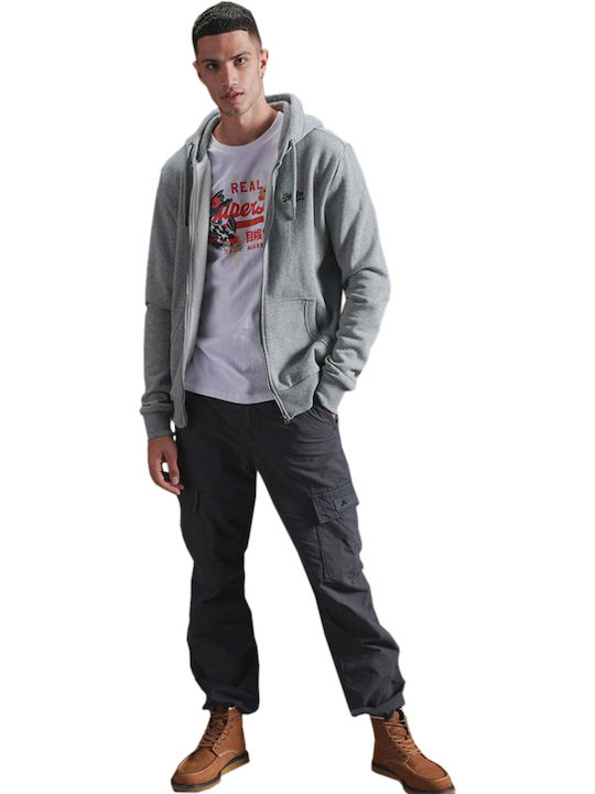 Superdry Classic Men's Sweatshirt Jacket with Hood and Pockets Gray