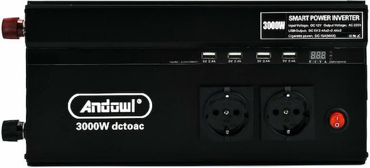 Andowl QY-7121 Invertor Auto Modificat Sine Wave 3000W pentru Convertirea 12V DC în 220V AC
