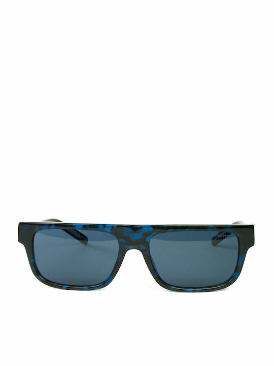 Men's Sunglasses with Horn-Rimmed Frame Black Blue