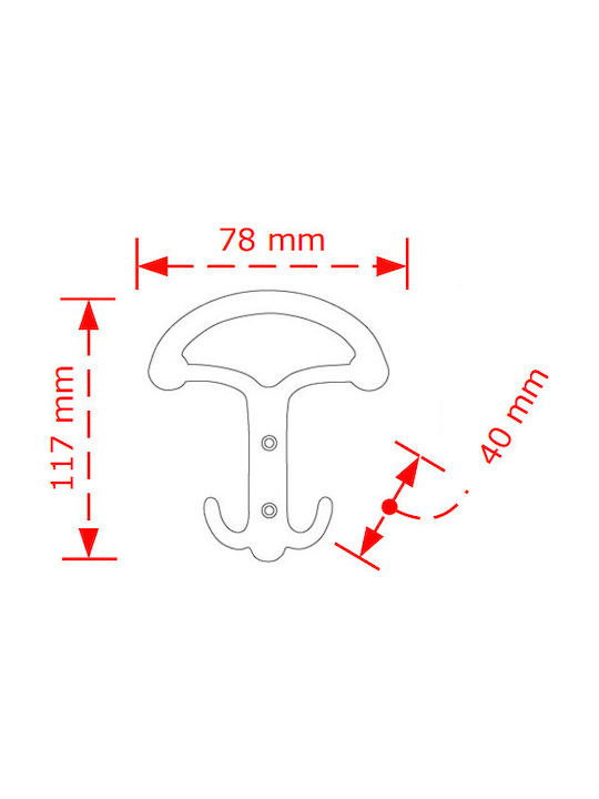 Metal Wall Hanger 2723 with 4 Slots Χρώμιο 7.8x4x11.7cm