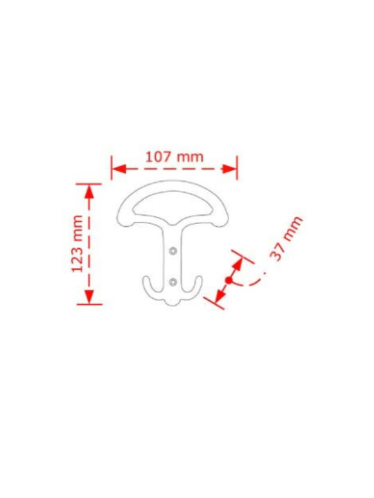 Conset Agățătoare de Perete Metalică 2 Sloturi Nichel mat 10.8x1.2x1.18cm 1buc