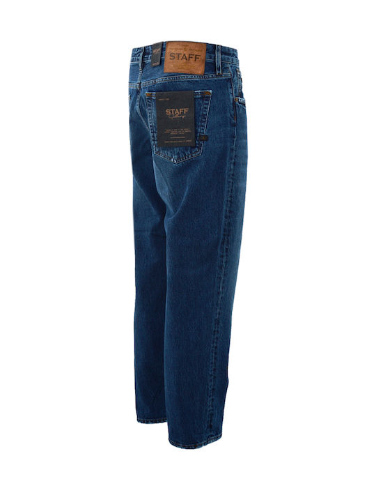 Frank Men's Jeans Pants Cropped with Relaxed Tapered Fit Navy Blue