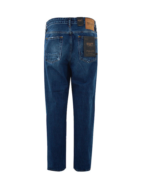 Frank Men's Jeans Pants Cropped with Relaxed Tapered Fit Navy Blue