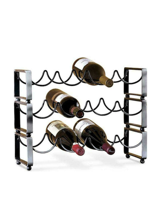Lalos Tischplatte Flaschenhalter Metallisch für 4 Flaschen Dark Brown 44x17x10εκ.