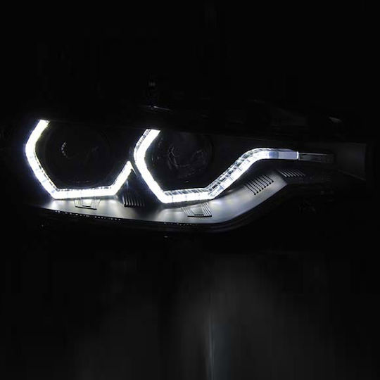 Sonar Front Lights Angel Eyes BMW Series 3 F30 / F31 3D Black 2011-2015 Set of 2 Pieces