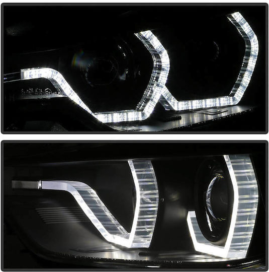 Sonar Front Lights Angel Eyes BMW Series 3 F30 / F31 3D Black 2011-2015 Set of 2 Pieces