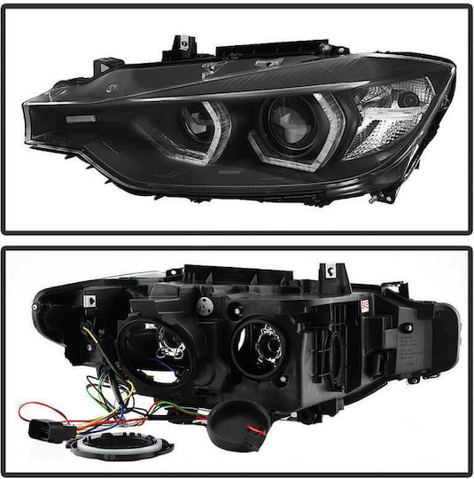 Sonar Front Lights Angel Eyes BMW Series 3 F30 / F31 3D Black 2011-2015 Set of 2 Pieces