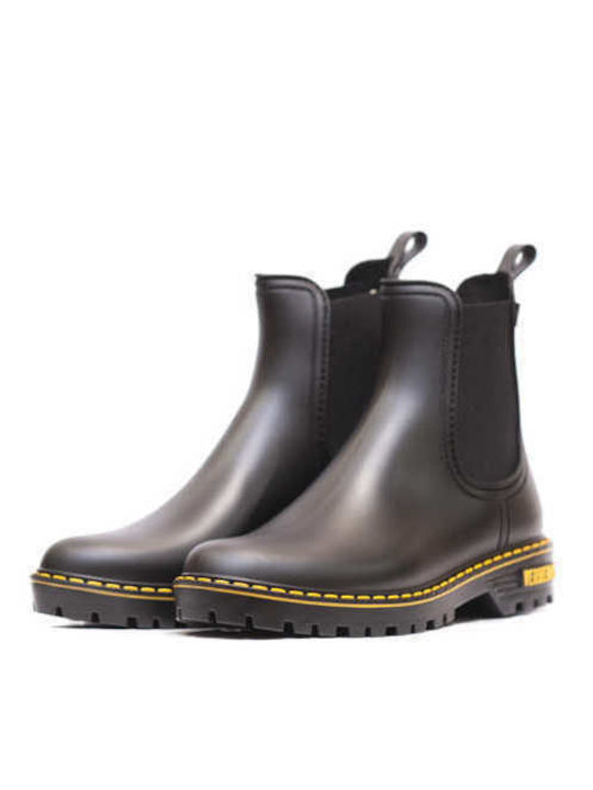 Verbenas Women's Black with Yellow Wellington Boot