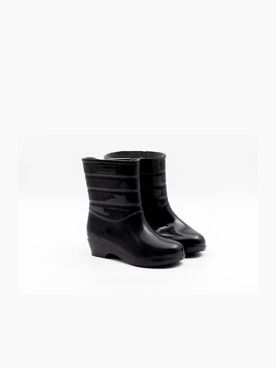 PATENT PATENT LEATHER BOOTS WITH HEEL AND SHELVES, CODE: K-12-BLACK