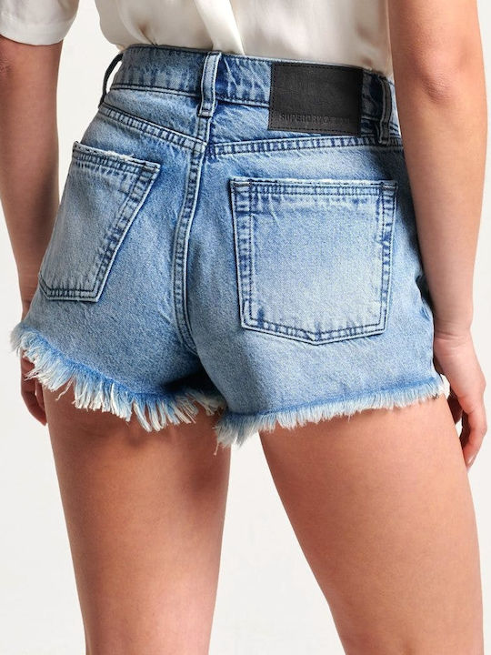 Superdry Γυναικείο Τζιν Ψηλόμεσο Σορτς Washed Indigo