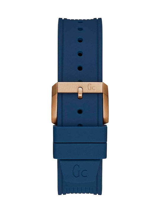 GC Watches Diver Code Ανδρικό Ρολόι 44mm Μπαταρίας με Μπλε Καουτσούκ Λουράκι