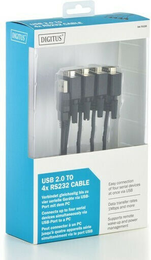 Digitus Καλώδιο USB 2.0 σε 4x RS232 9-pin male 1.5m