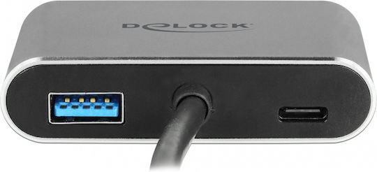 DeLock USB-C Docking Station με HDMI 4K PD Ασημί (64074)
