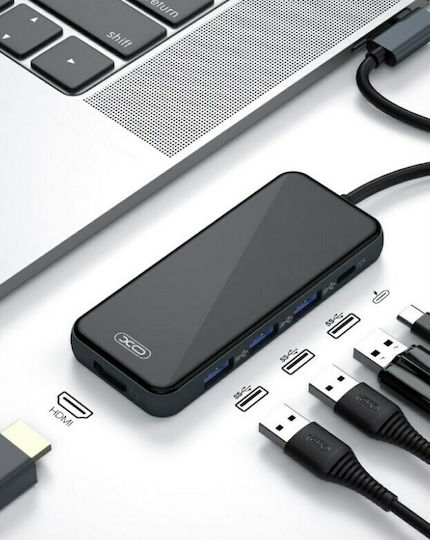 XO HUB002 USB-C Docking Station με HDMI 4K PD Μαύρο