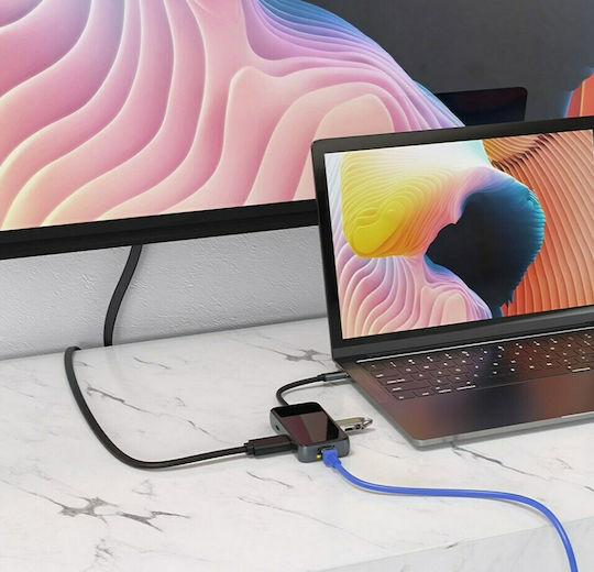 Hoco HB16 Easy expand USB-C Docking Station mit HDMI 4K PD Ethernet Gray
