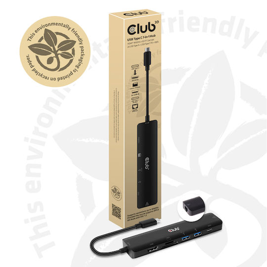 Club3D USB-C Docking Station με HDMI 4K PD Ethernet Μαύρο (CSV-1592)
