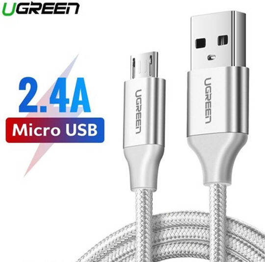 Ugreen 1.5m Braided USB 2.0 to micro USB Cable White (60152)