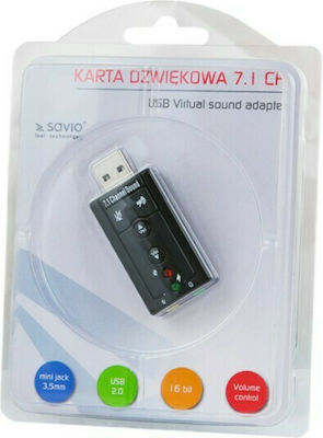 Savio AK-01 Εξωτερική USB Κάρτα Ήχου 2.0