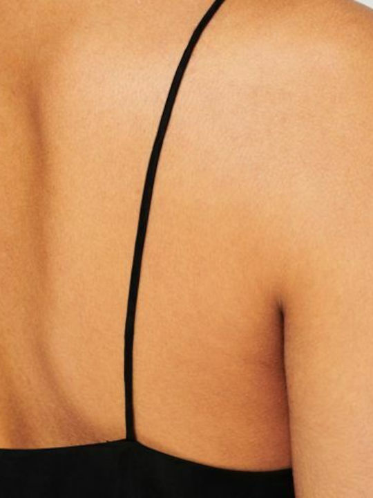 Studios Eyelash Women's Satin Lingerie Top with Lace Black