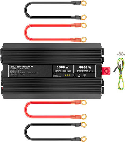 Goobay Инвертор за кола 3000W за преобразуване на 12V DC в 230V AC с 1xUSB