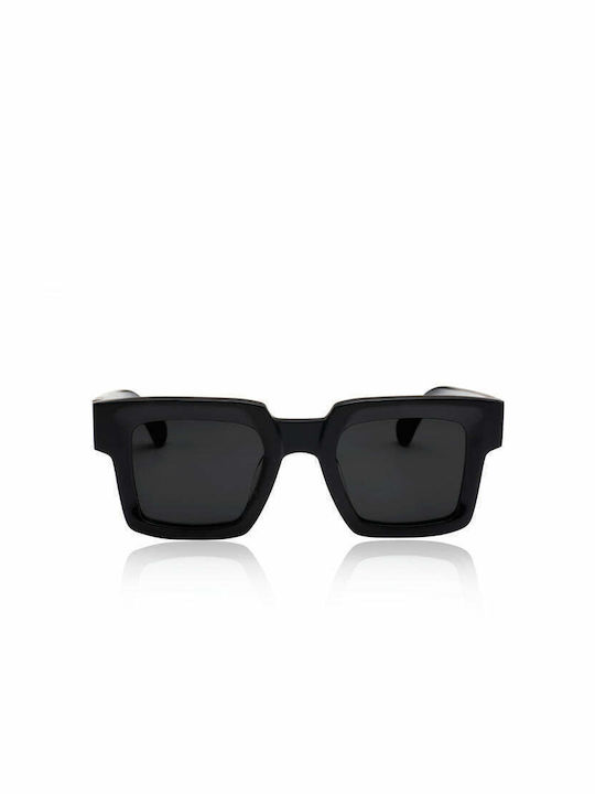 Oscar & Frank Alle Ossa Sunglasses with Gloss Black Plastic Frame and Black Lens