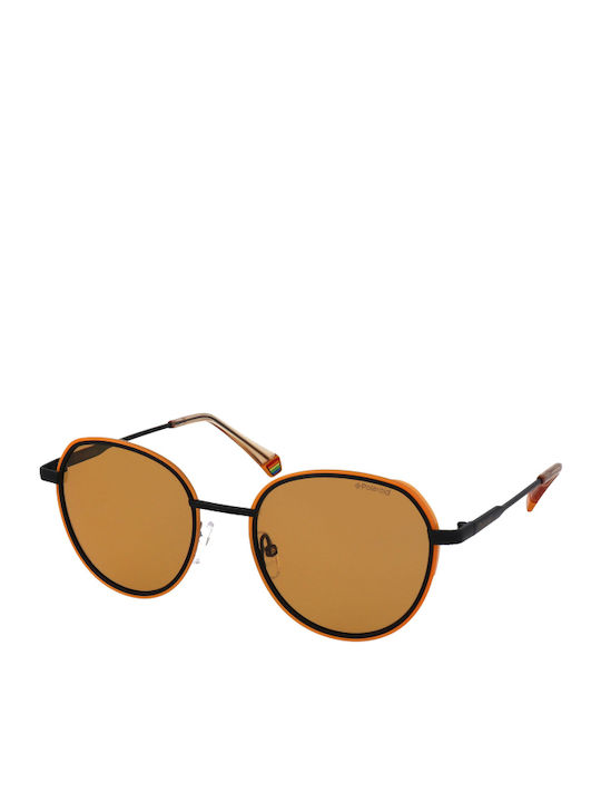 Polaroid Unisex Sunglasses with Black Metal Frame and Orange Polarized Lens PLD6114/S 40G/HE