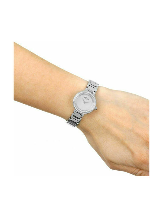 Rotary Cocktail Crystal Watch with Silver Metal Bracelet