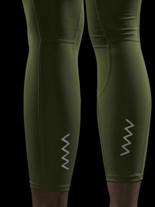 Fastimpact Women's Cropped Running Legging Shiny & High Waisted Magic Lime