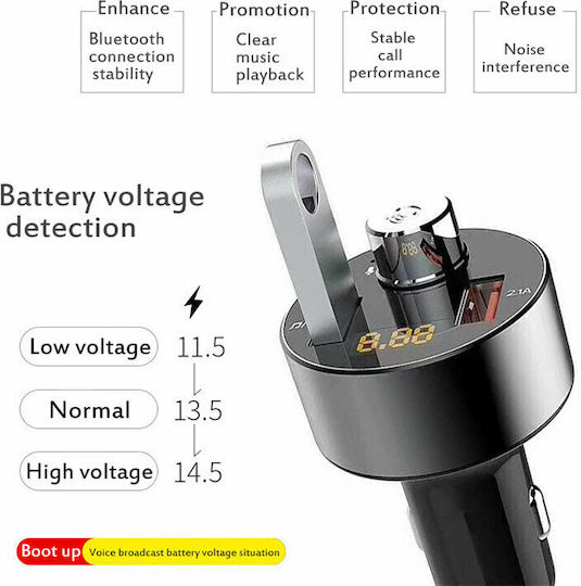 Ezra FM Transmitter Αυτοκινήτου EA-15 με Bluetooth / USB Silver