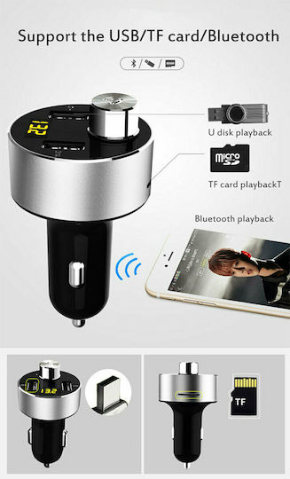 Ezra FM Transmitter Αυτοκινήτου EA-15 με Bluetooth / USB Silver